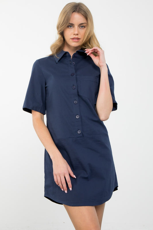 SHORT SLEEVE BUTTON UP DRESS