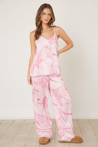 TIGER PRINT SATIN PAJAMA CAMI