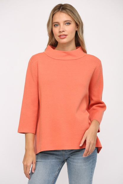 MOCK NECK SWEATER WITH BELL SLEEVE