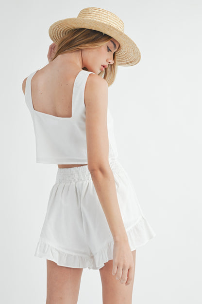 SQUARE NECK CROP TOP AND SHORTS SET