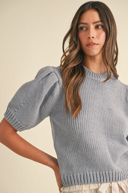 LOW GAGE PUFF SHORT SLEEVE SWEATER TOP