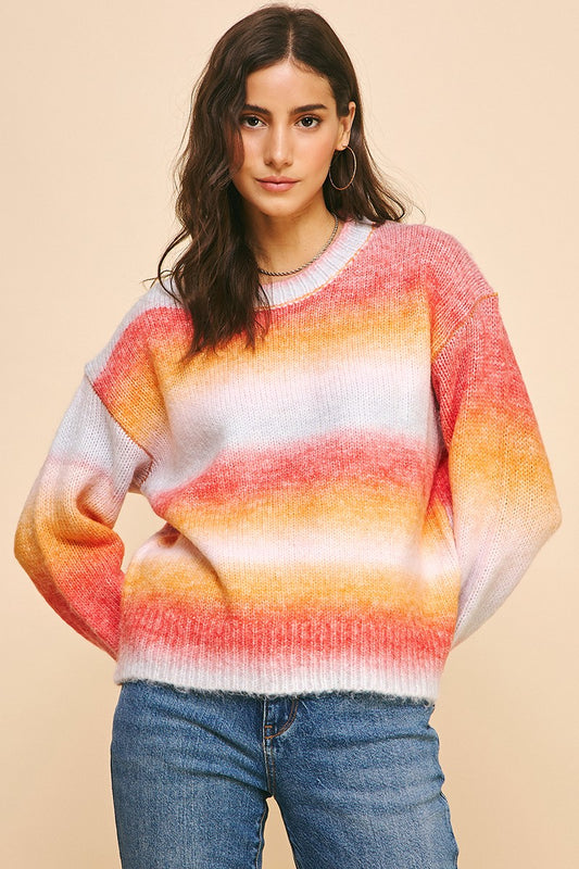 MULTI COLOR STRIPE SWEATER TOP