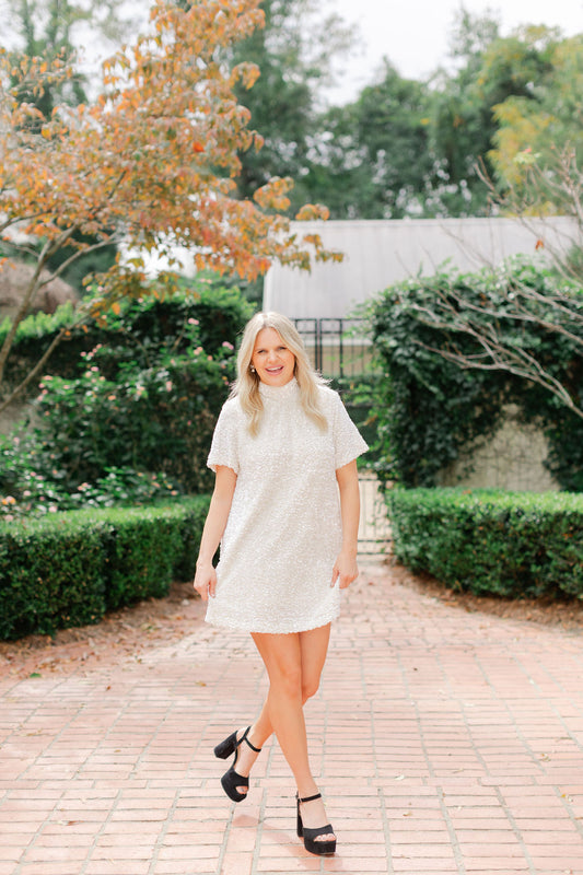 Sequin Dress with Back Bow Tie