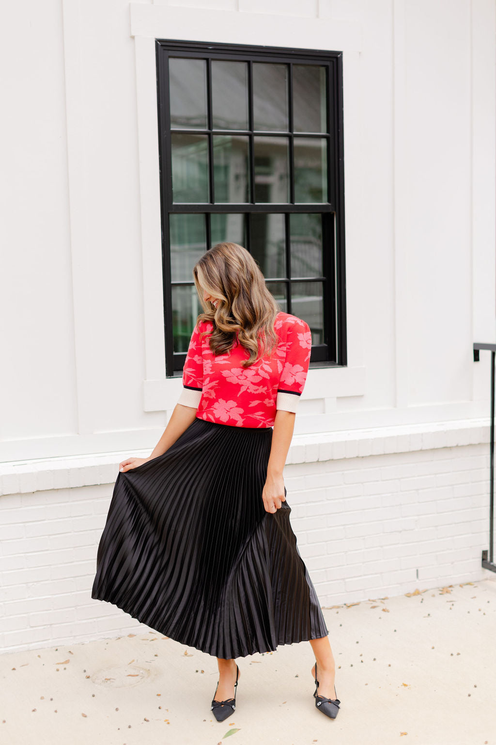 Floral Knit Short Sleeve Top