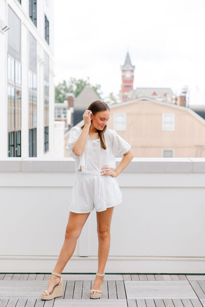 EMBROIDERED CROP TOP AND SHORTS SET