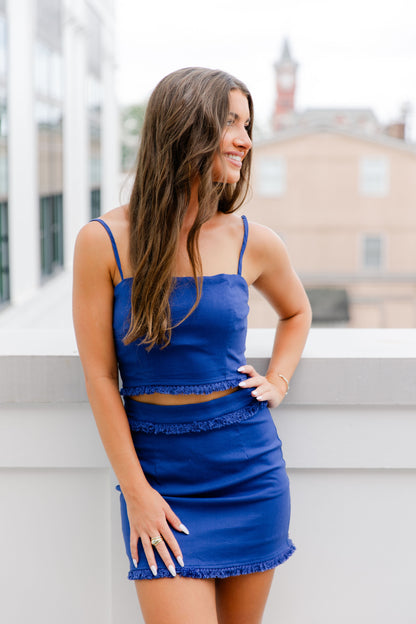 LINEN CAMI WITH FRINGE