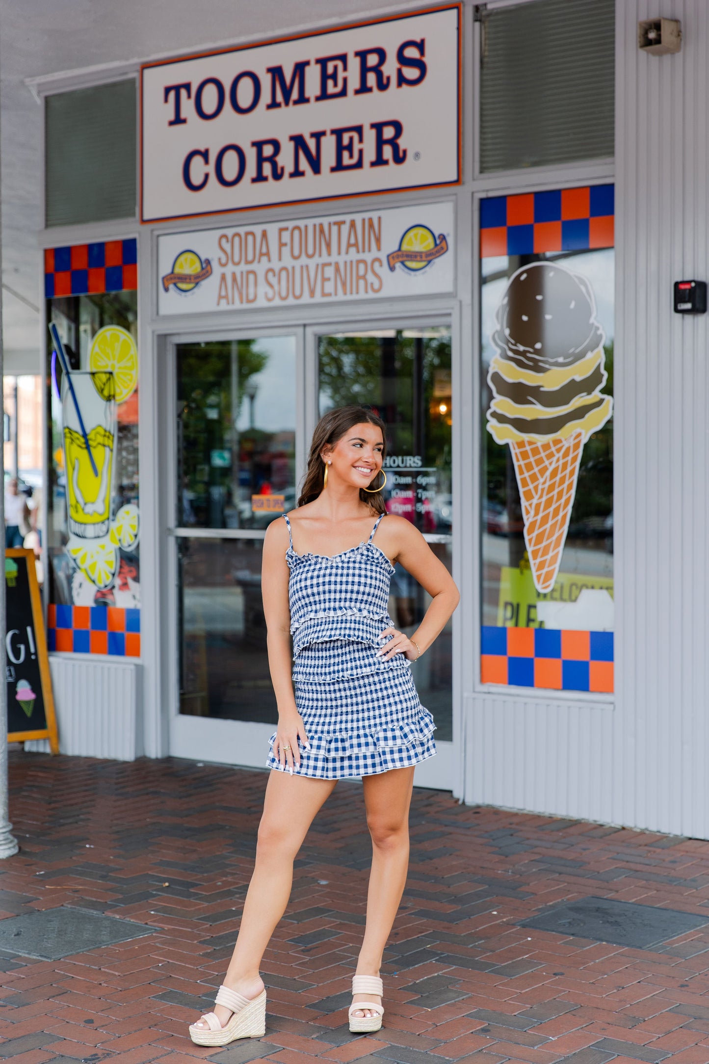 GINGHAM SMOCKED MINI DRESS