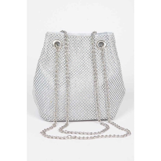 RHINSTONE BUCKET BAG WITH CHAIN STRAP