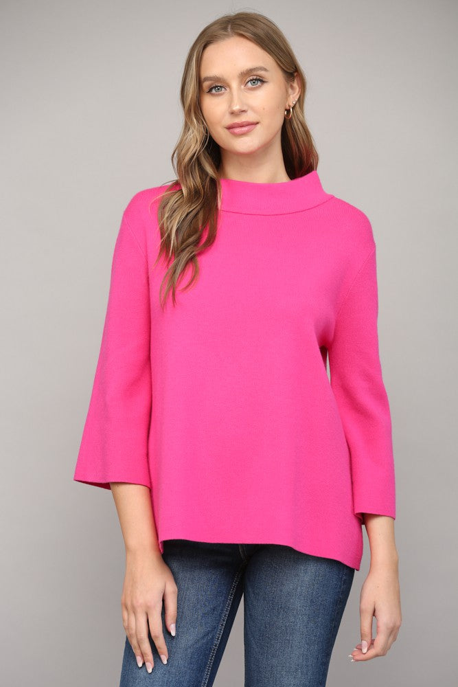 MOCK NECK SWEATER WITH BELL SLEEVE