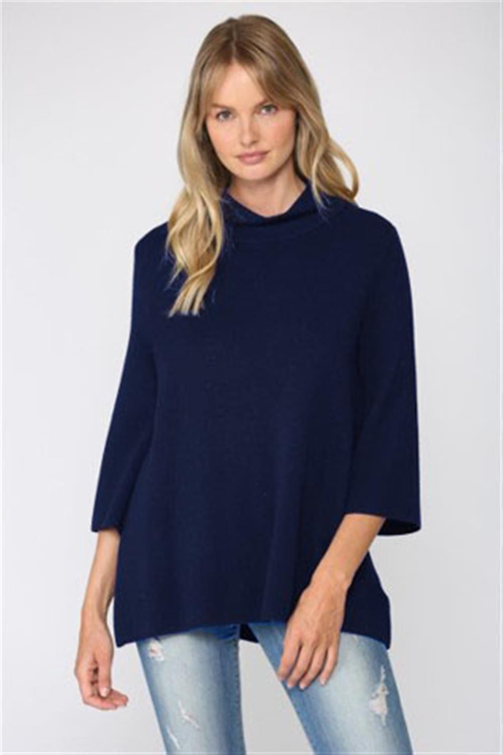 MOCK NECK SWEATER WITH BELL SLEEVE