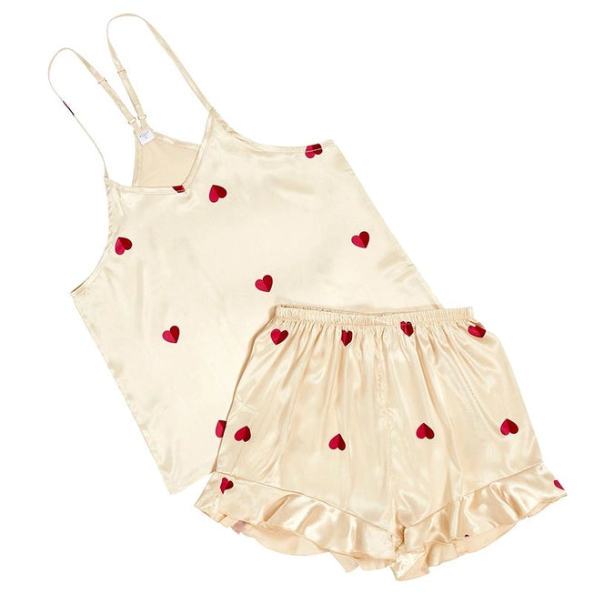 CAMI AND RUFFLED SHORTS PAJAMA SET