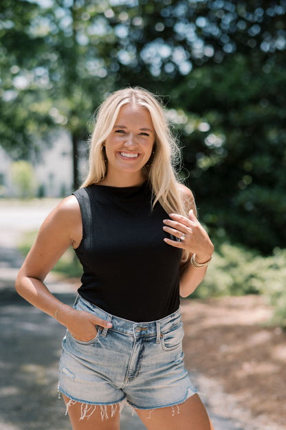 SLEEVELESS TOP WITH GATHERED SIDES