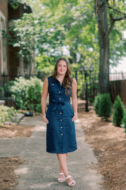 LINEN BUTTON DOWN DRESS