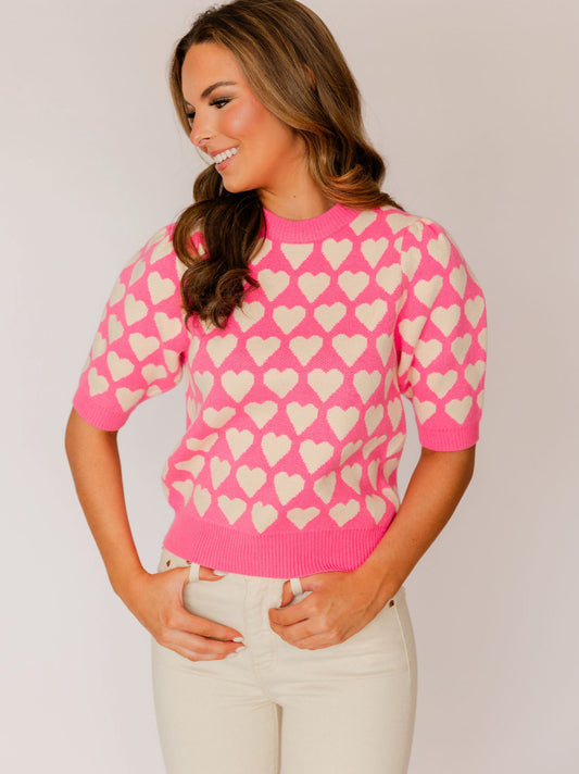 Heart Short Sleeve Sweater