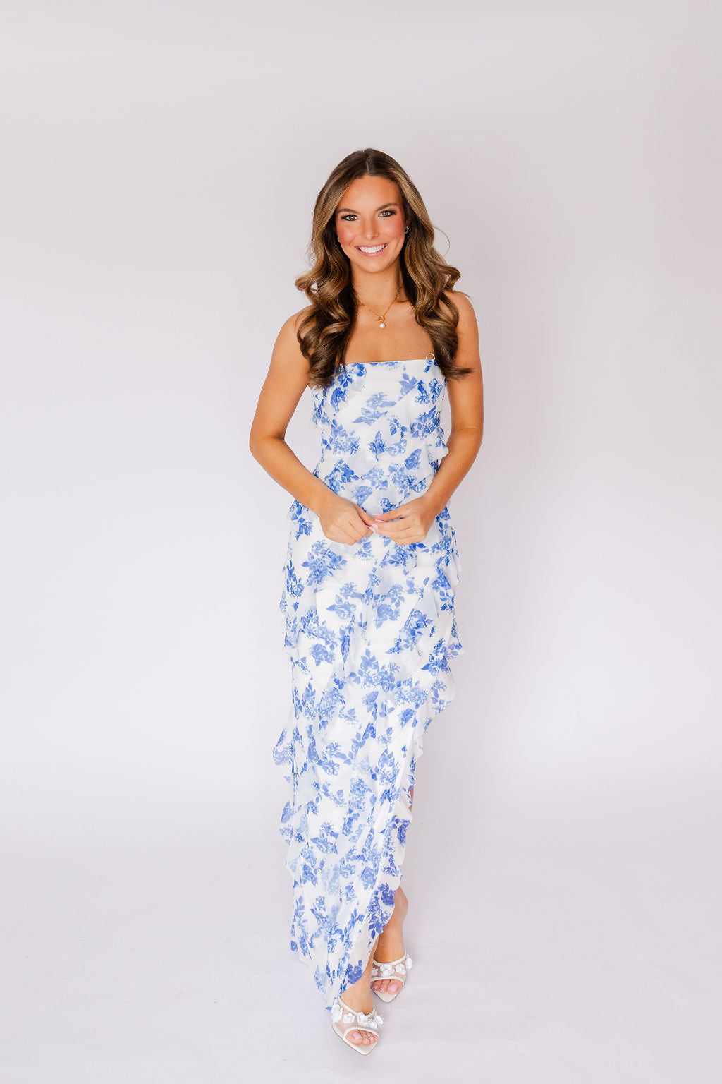 Floral Print Ruffle Maxi Dress