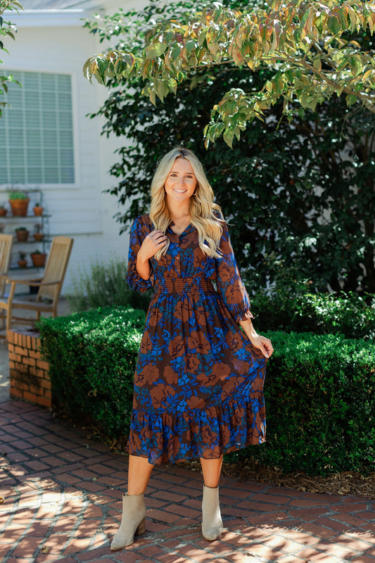 Floral Irene Smocked Midi Dress