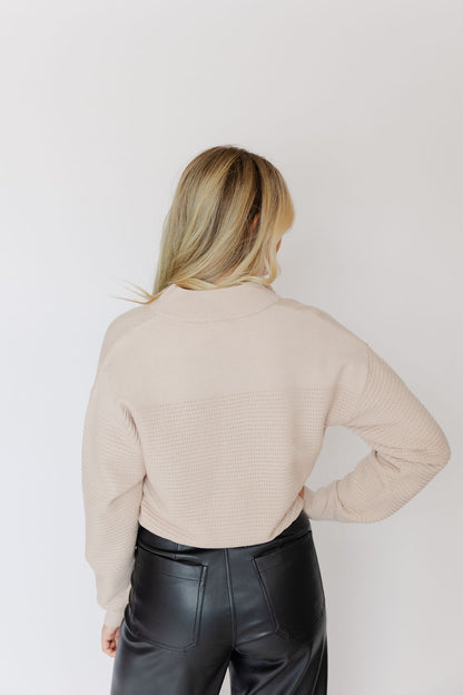 Dolman Half Zip Textured Sweater