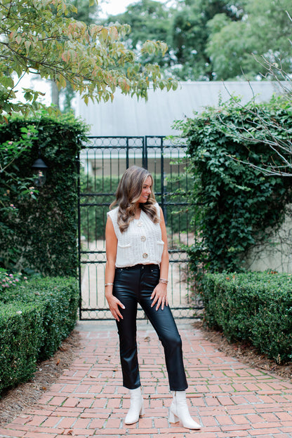 SWEATER VEST WITH GOLD BUTTON DETAIL