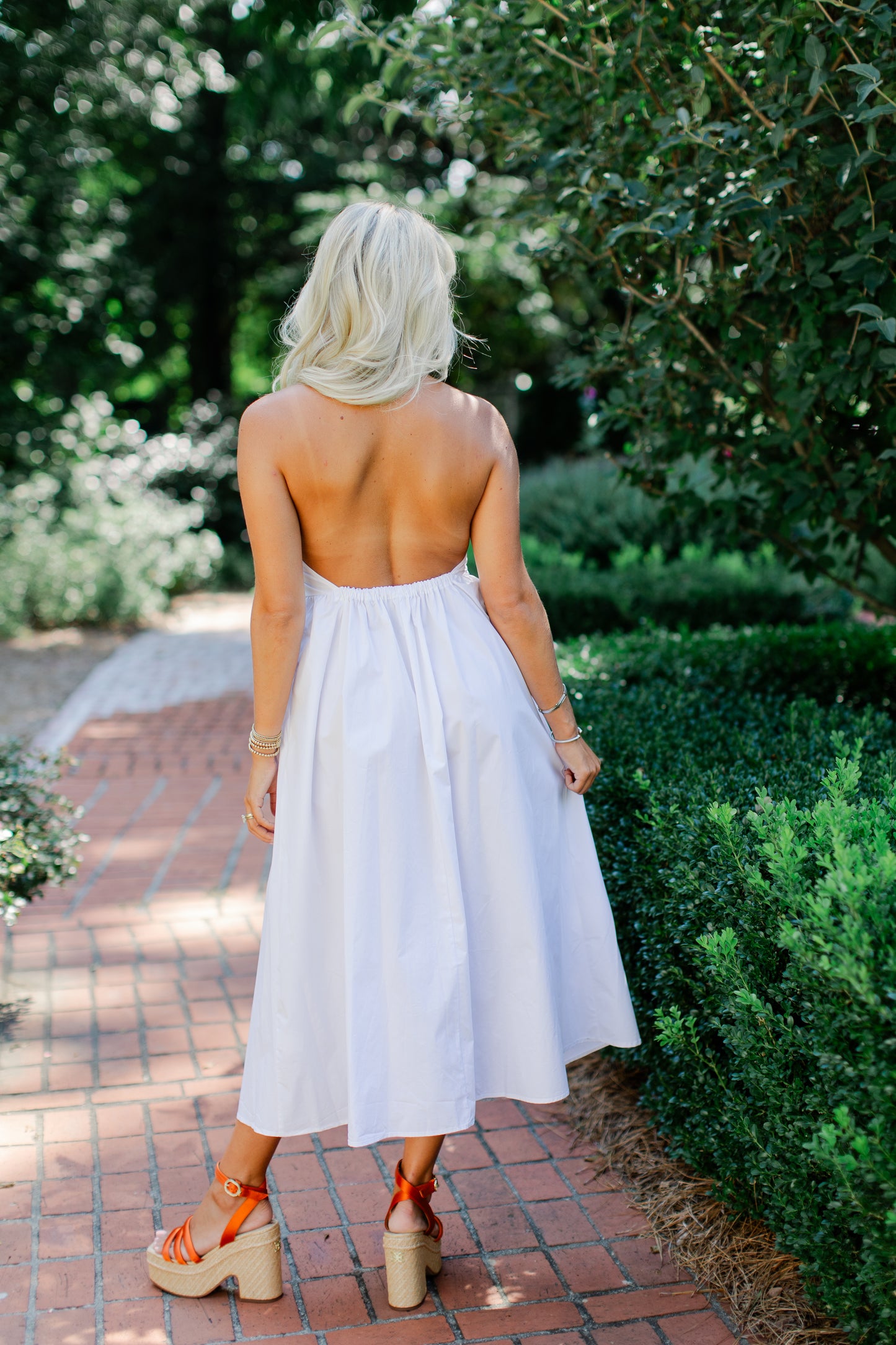 BUTTON DOWN MIDI DRESS WITH OPEN BACK