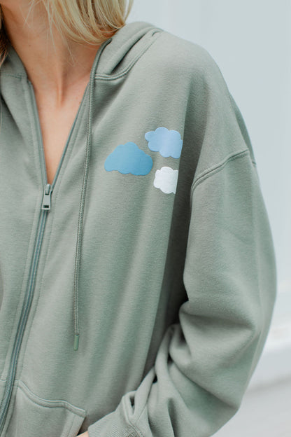 CLOUD PRINT CLOUD FLEECE ZIP UP SWEATSHIRT