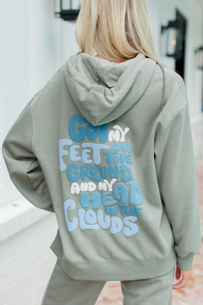 CLOUD PRINT CLOUD FLEECE ZIP UP SWEATSHIRT