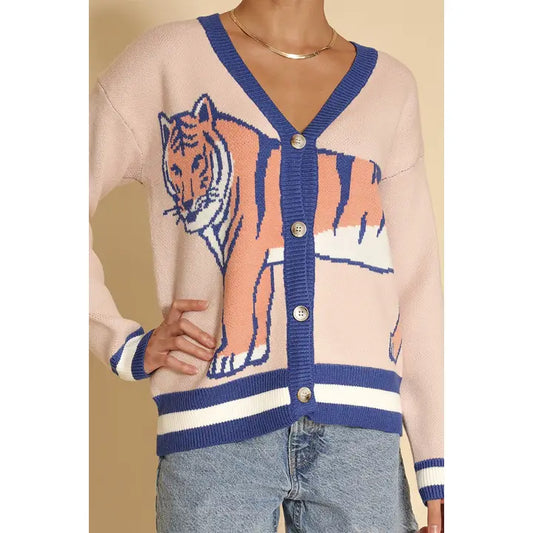 TIGER GRAPHIC CARDIGAN