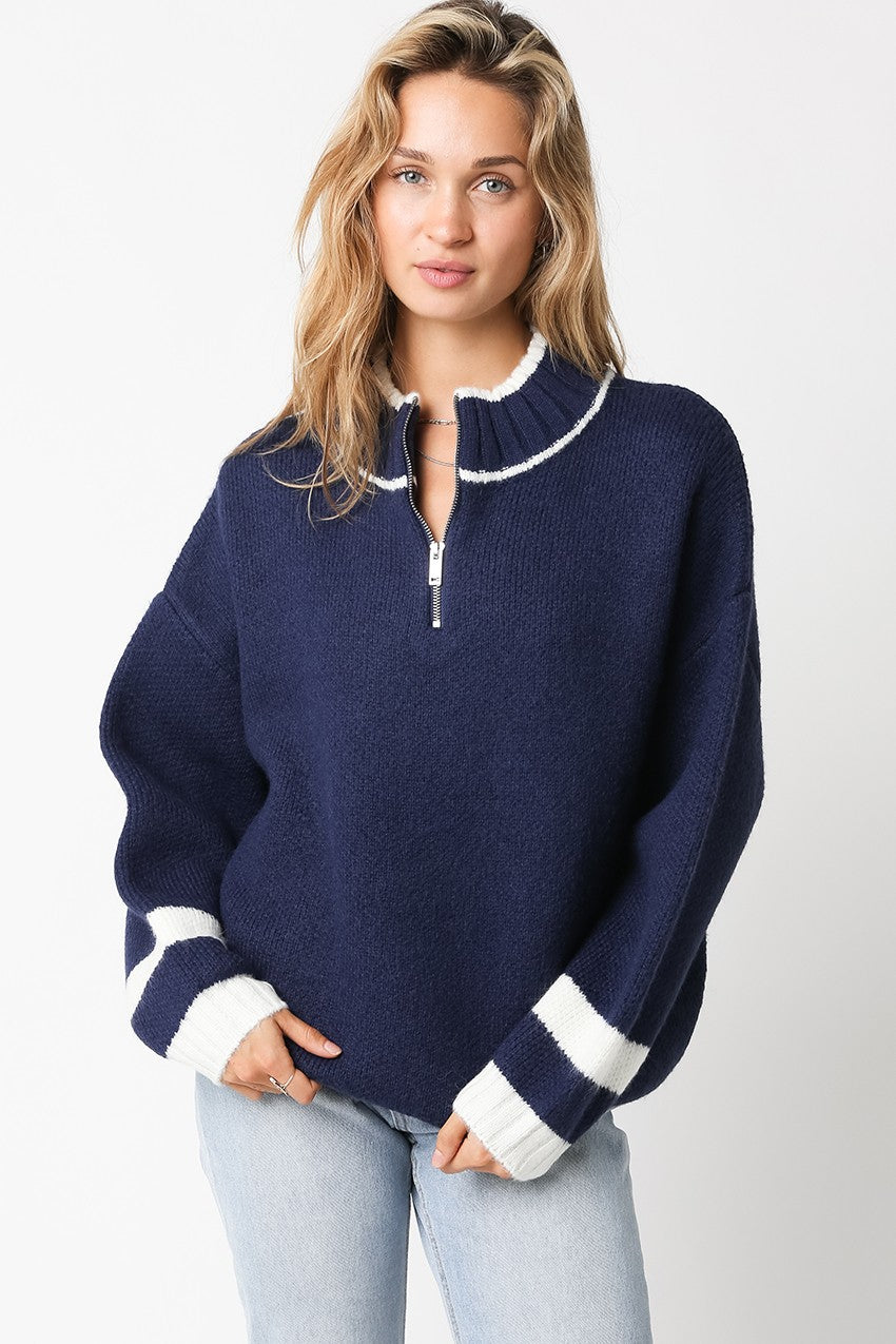 Quarter Zip Varsity Sweater