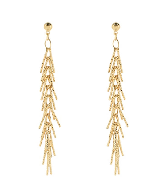 Linear Metal Tassel Earrings