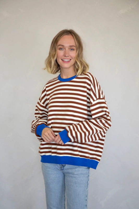 Stripe Color Contrast Sweatshirt