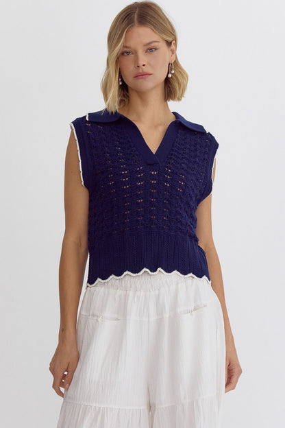 COLLARED SWEATER TOP