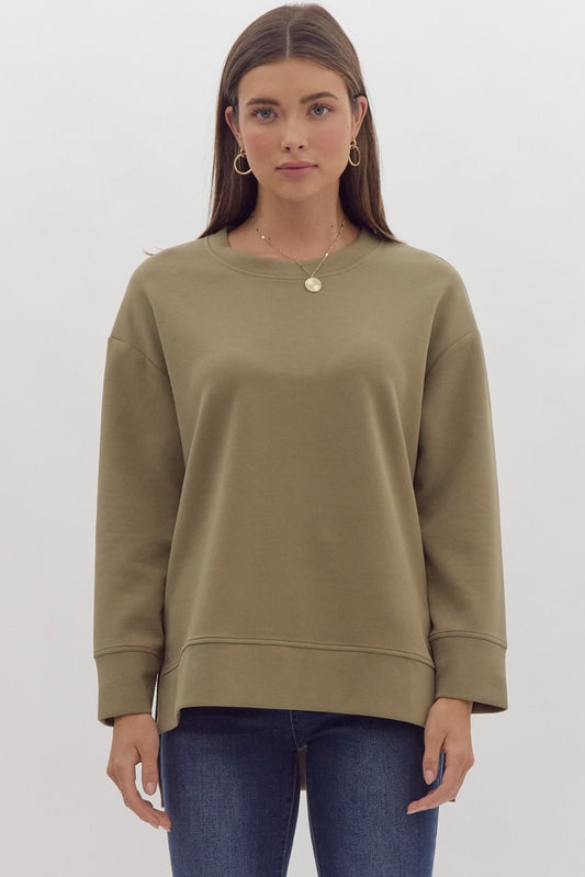 LONG SLEEVE PULLOVER WITH ZIPPER DETAIL