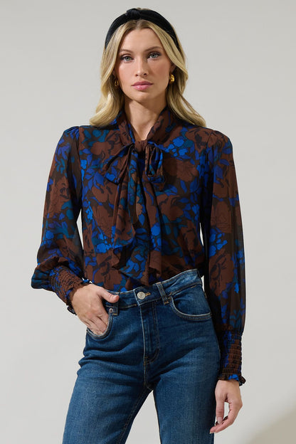 Etienne Tie Neck Long Sleeve Blouse